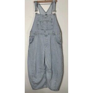Gap Horseshoe Overalls Women XL Railroad Stripe Loose Fit Denim Boho
